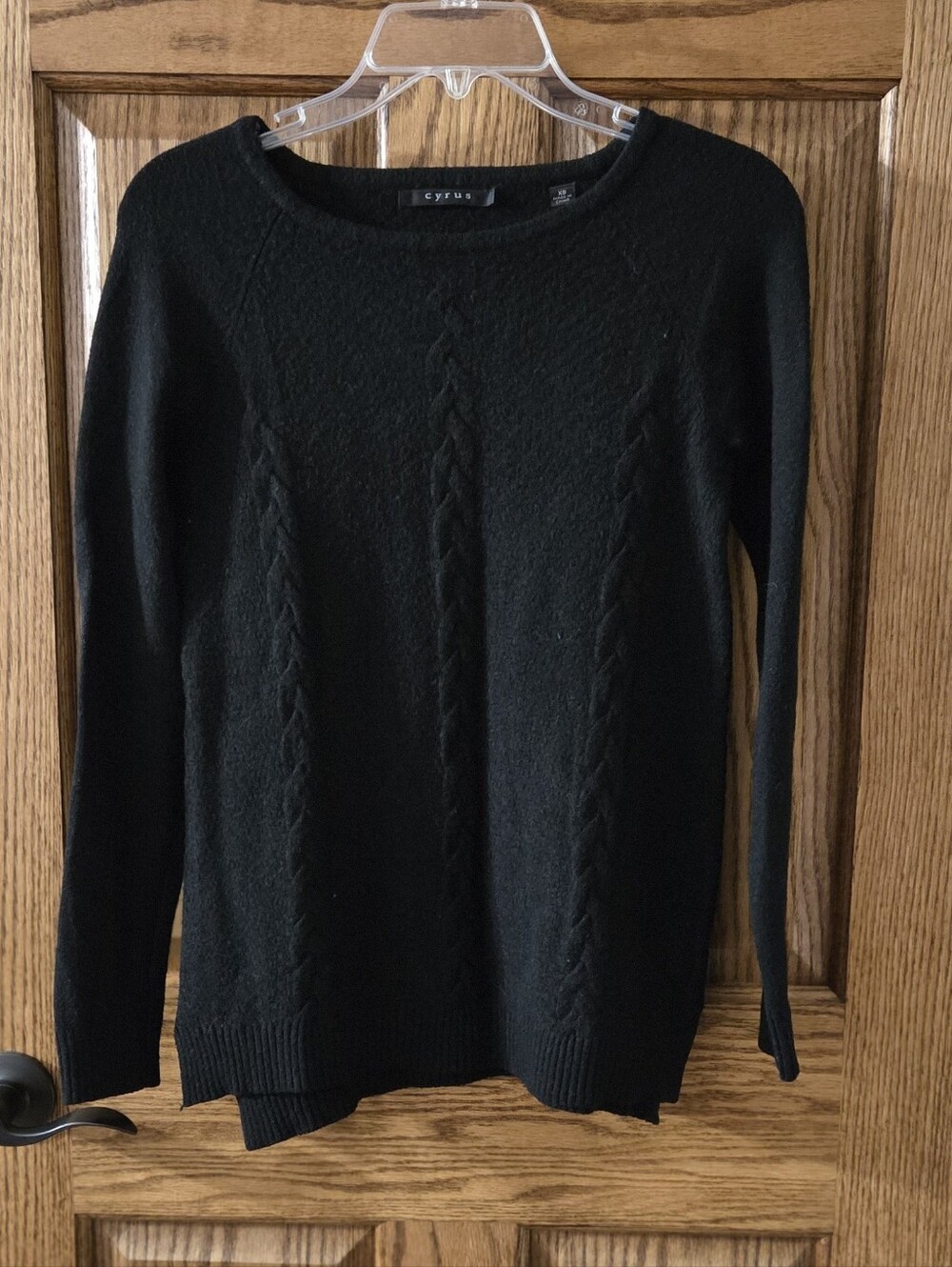 Express Women’s Black Cable-Knit Crewneck Sweater